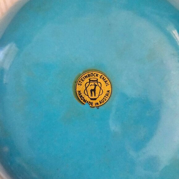 VTG Steinbock Enamel Over Metal Plate Trinket Dish Hand Painted Austria 5.75" - Picture 5 of 6